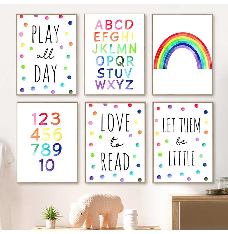 Kids Education Nursery - Dekoracja pokoju zabaw, plakat edukacyjny, obraz