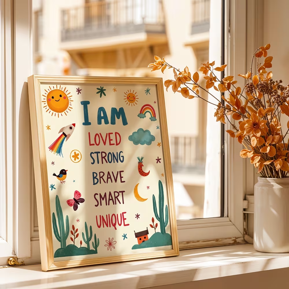 Kolorowa grafika ścienna I Am  – Kids Education Nursery recenzja i cena