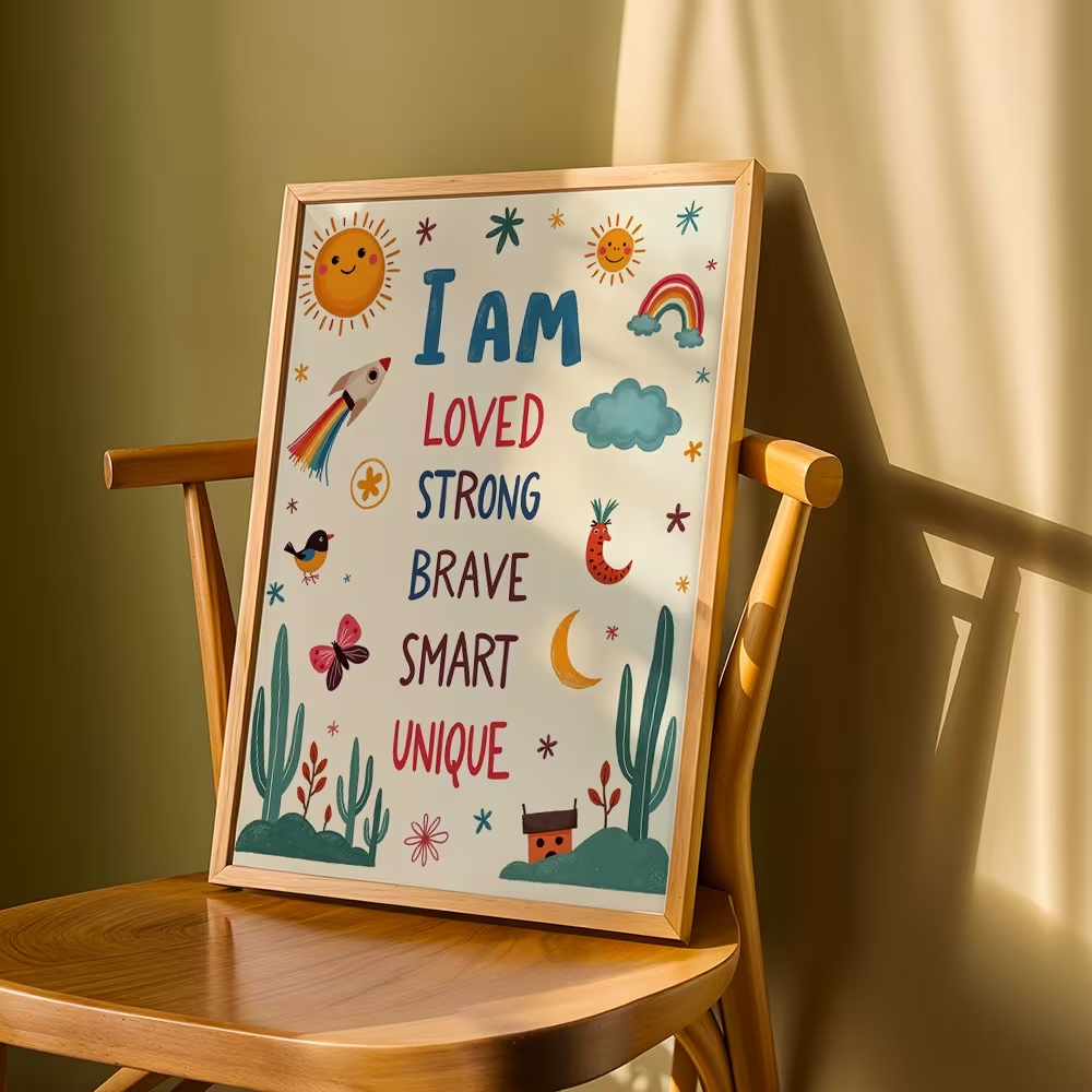 Kolorowa grafika ścienna I Am  – Kids Education Nursery recenzja i cena