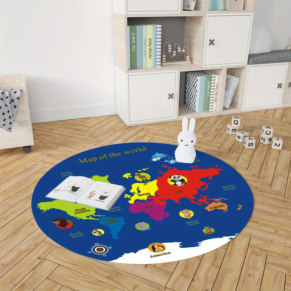 Okrągły dywan z mapą świata, f – Kids Education Nursery recenzja i cena