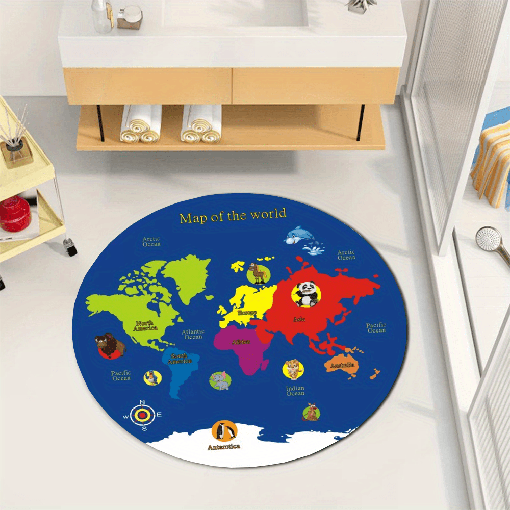 Okrągły dywan z mapą świata, f – Kids Education Nursery recenzja i cena